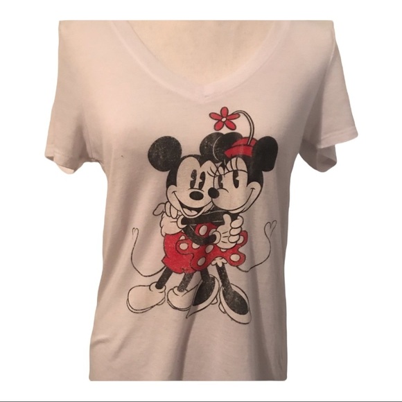 Disney Mickey And Minnie Love V-Neck Shirt - Picture 1 of 3